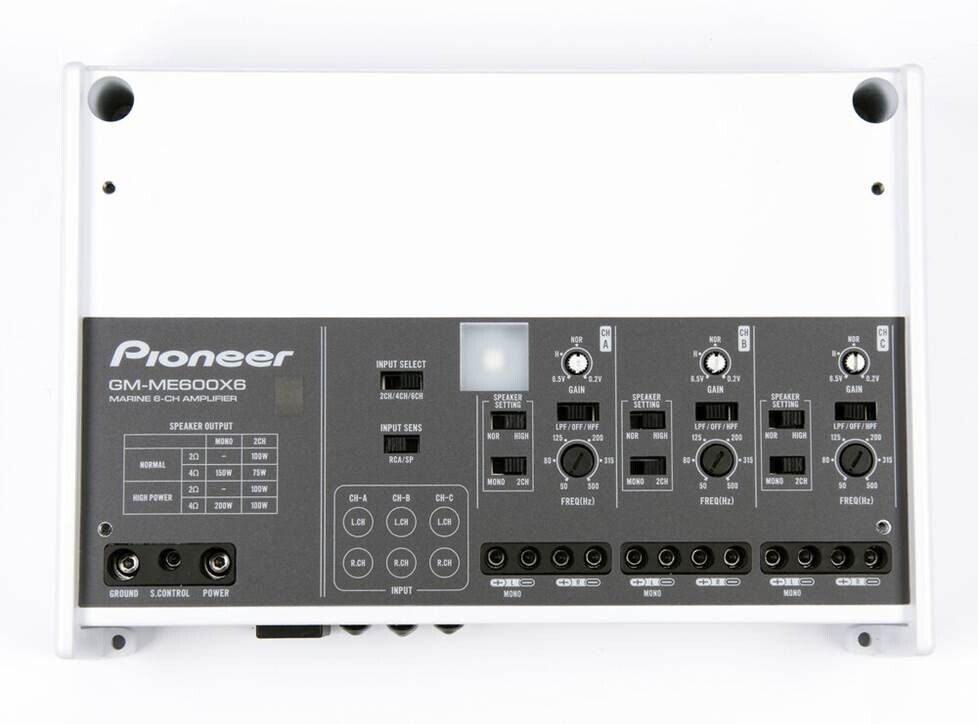 Pioneer GM-ME600x6 6-channel marine amplifier — 100 watts RMS x 6